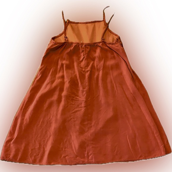 Live To Be Spoiled Burnt Orange Sleeveless Mini Dress Lace Embroidered Bodice XS - Picture 3 of 6